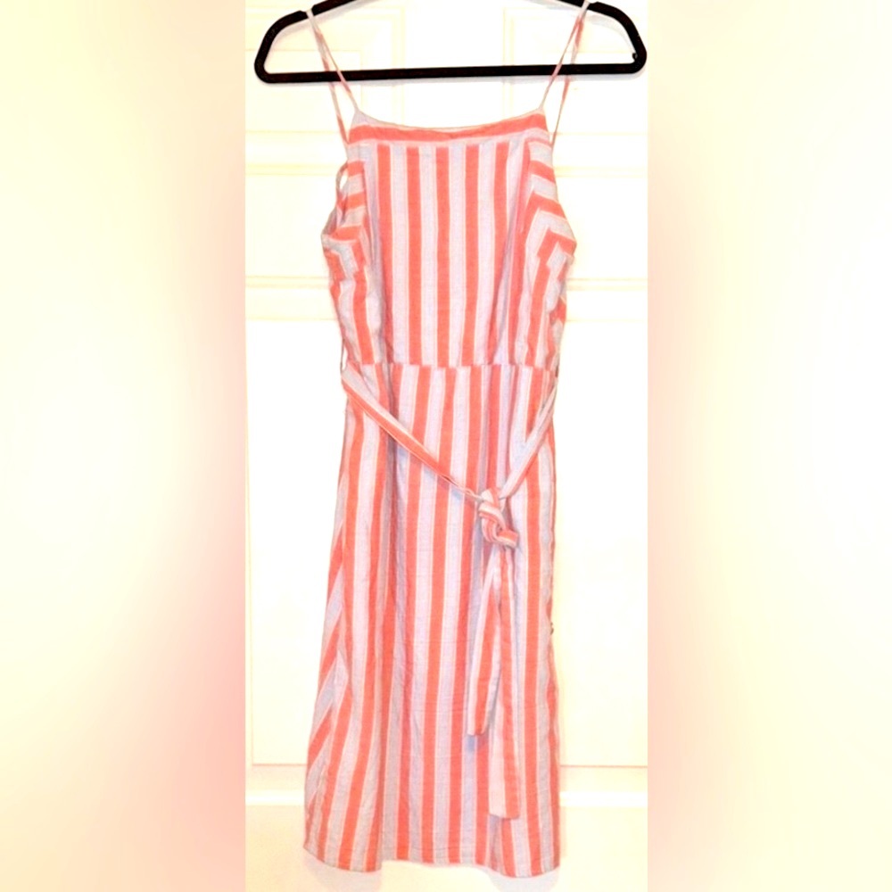 Miao Miao Cotton Sundress S Pink/Blue NWOT Striped Side Button Casual Summer
